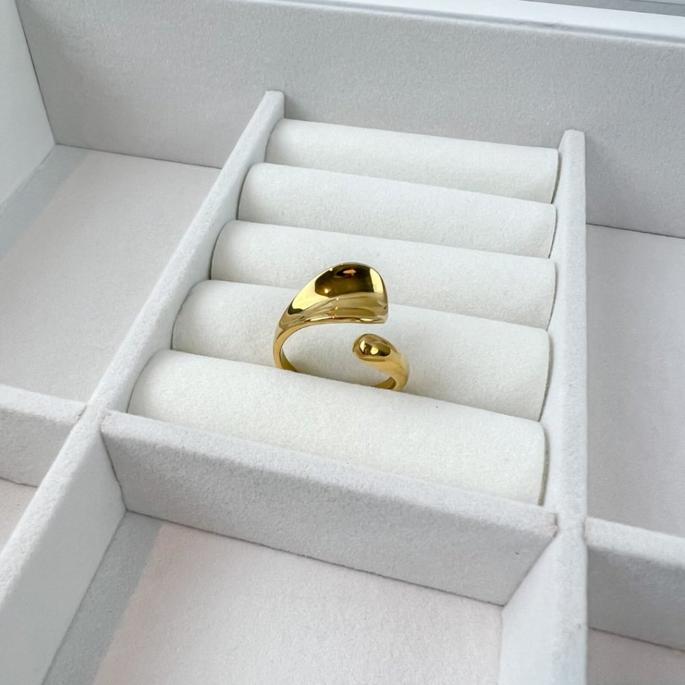 Gold Plated Geometric Ring Gold Chunky Ring Size 7 - Picture 11 of 11
